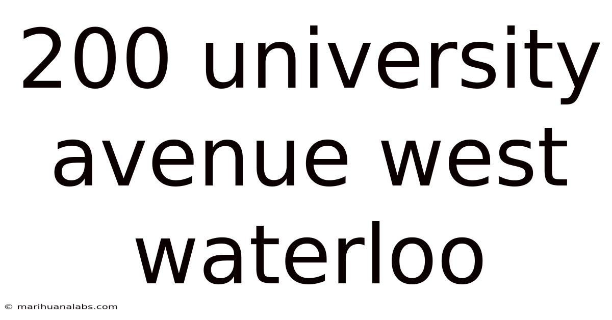 200 University Avenue West Waterloo
