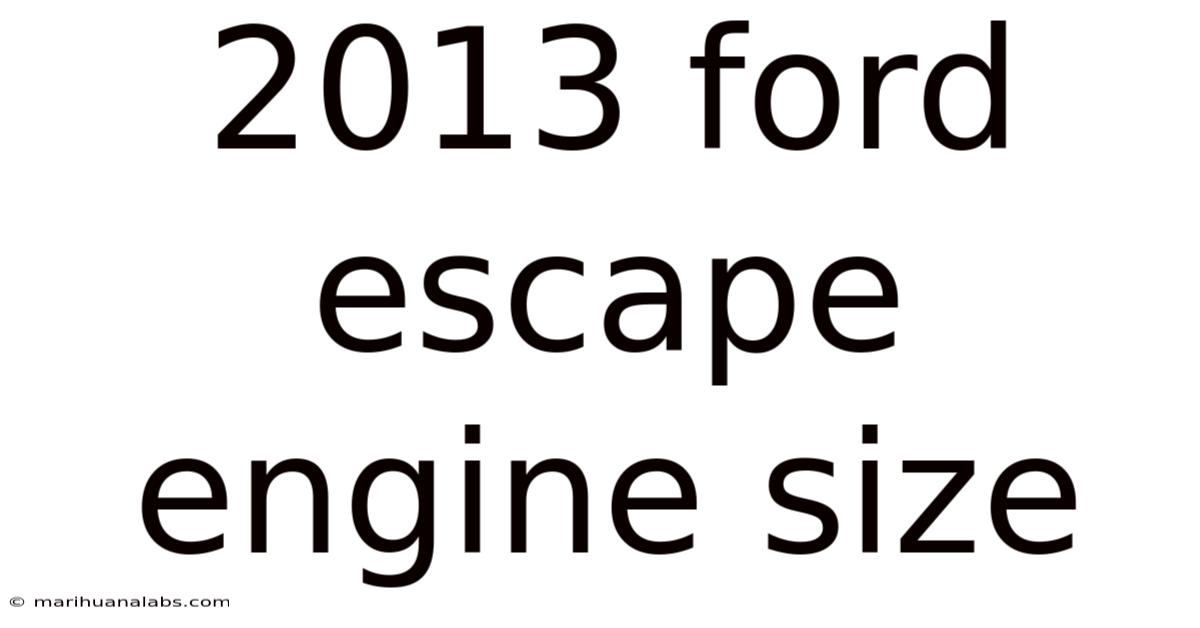 2013 Ford Escape Engine Size