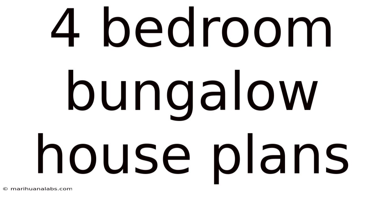 4 Bedroom Bungalow House Plans