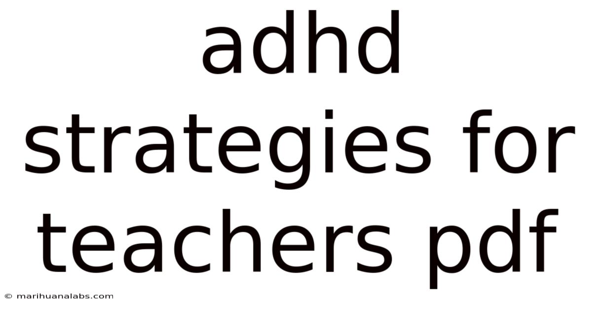 Adhd Strategies For Teachers Pdf