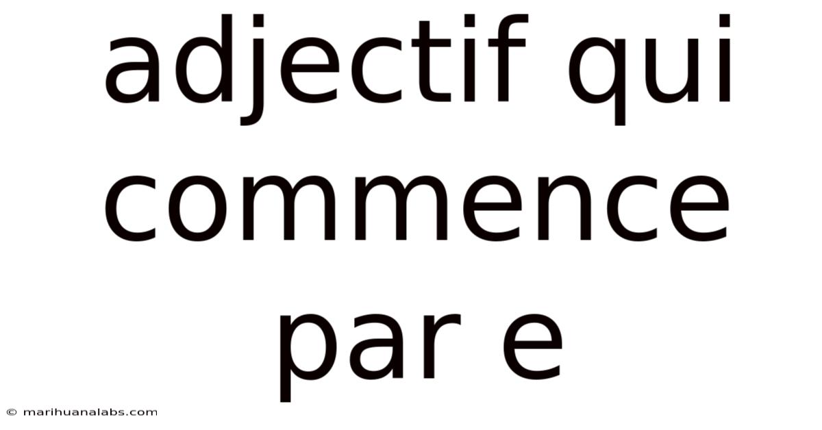 Adjectif Qui Commence Par E