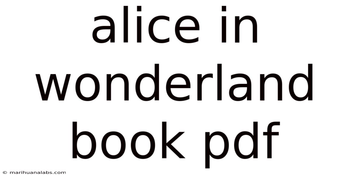 Alice In Wonderland Book Pdf
