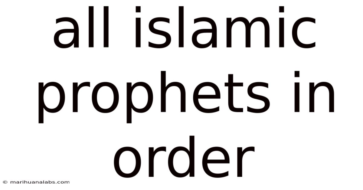 All Islamic Prophets In Order