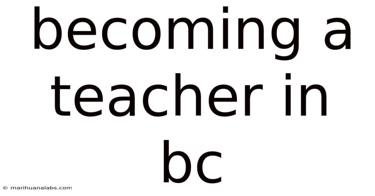 Becoming A Teacher In Bc