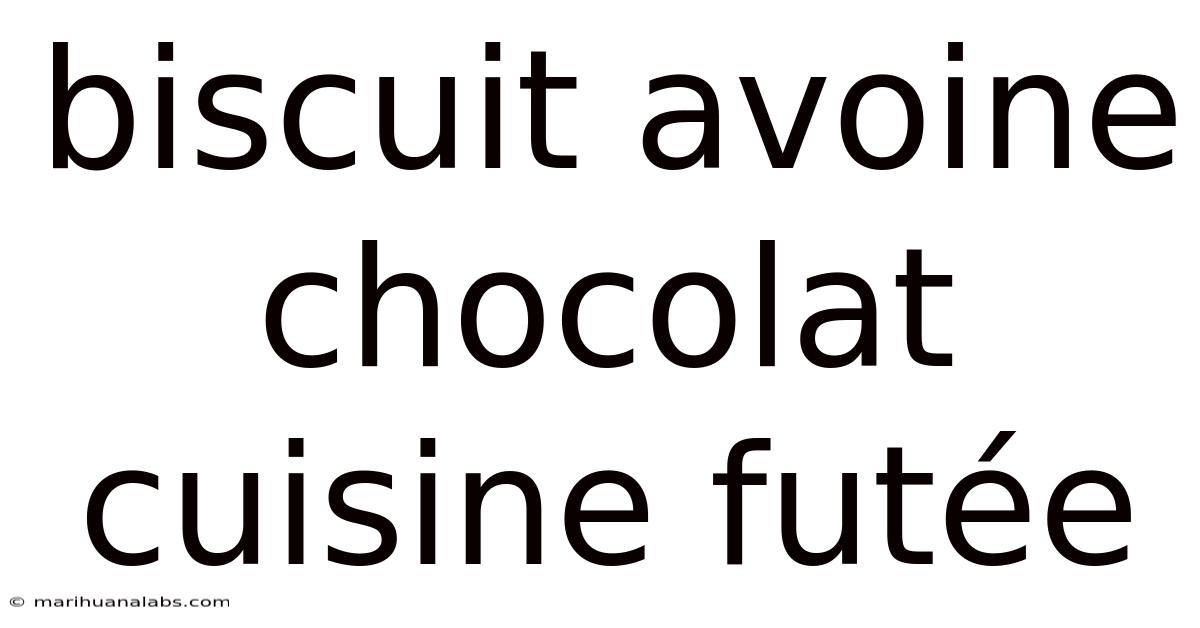 Biscuit Avoine Chocolat Cuisine Futée