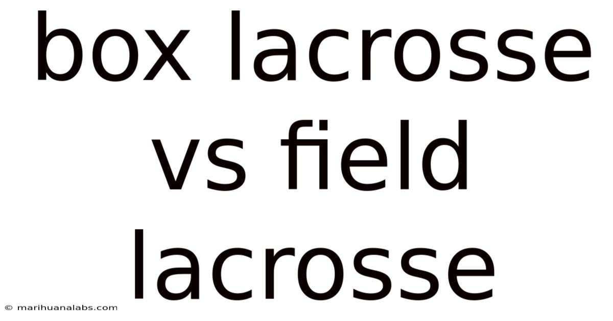 Box Lacrosse Vs Field Lacrosse