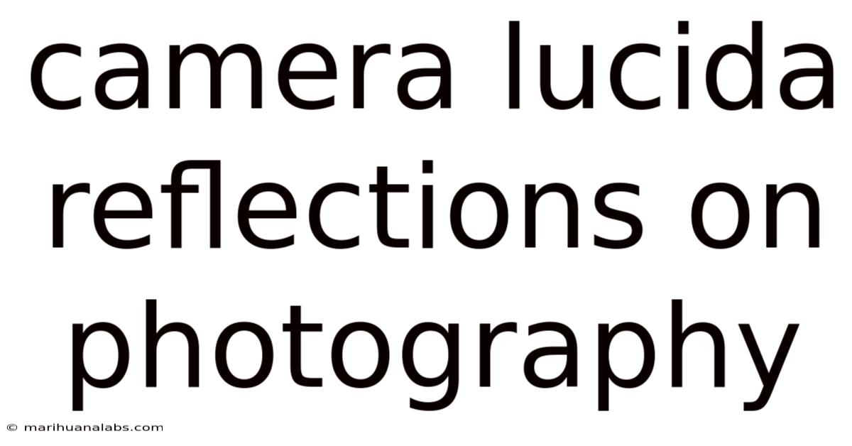 Camera Lucida Reflections On Photography
