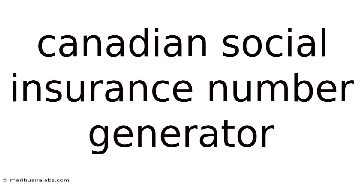 Canadian Social Insurance Number Generator