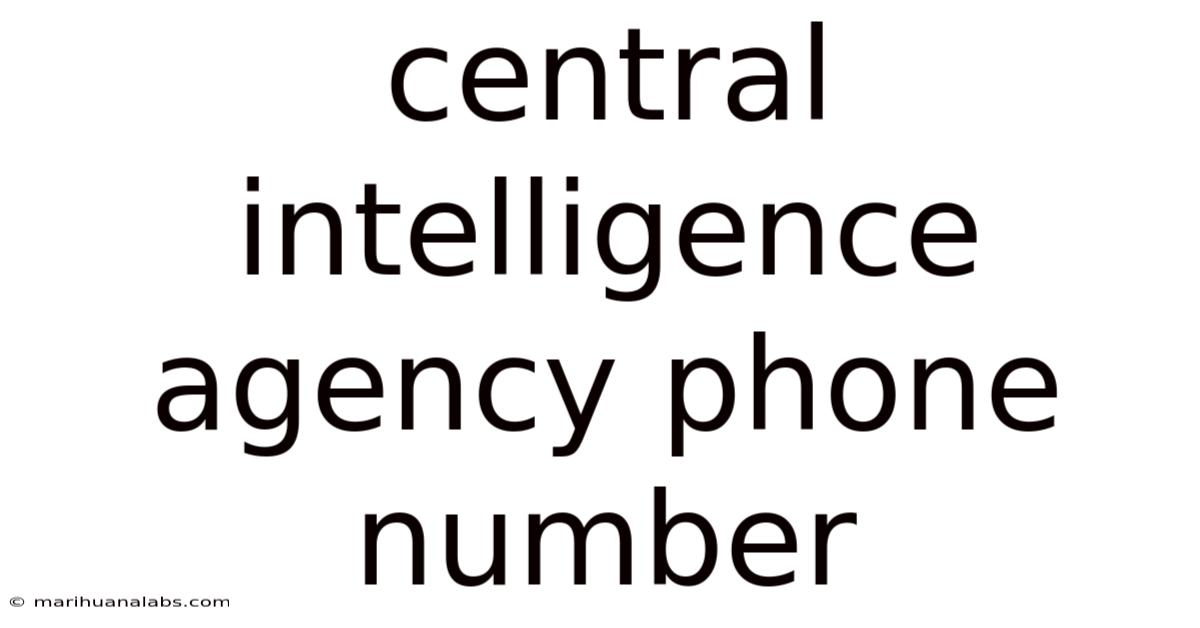 Central Intelligence Agency Phone Number