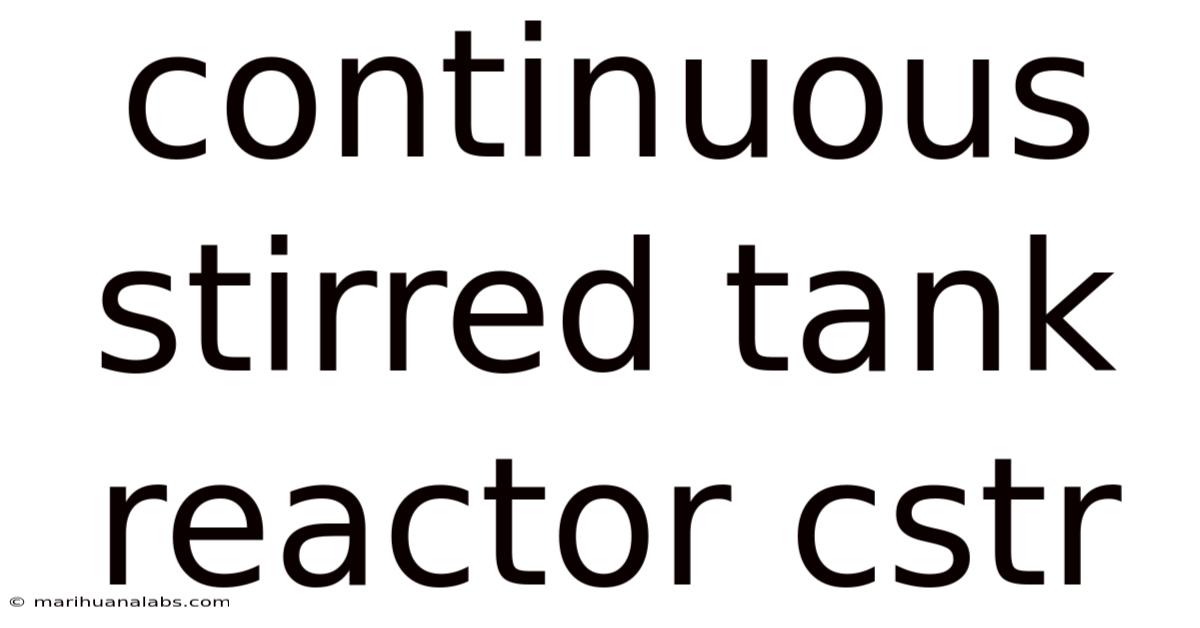 Continuous Stirred Tank Reactor Cstr