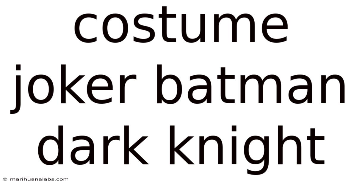 Costume Joker Batman Dark Knight