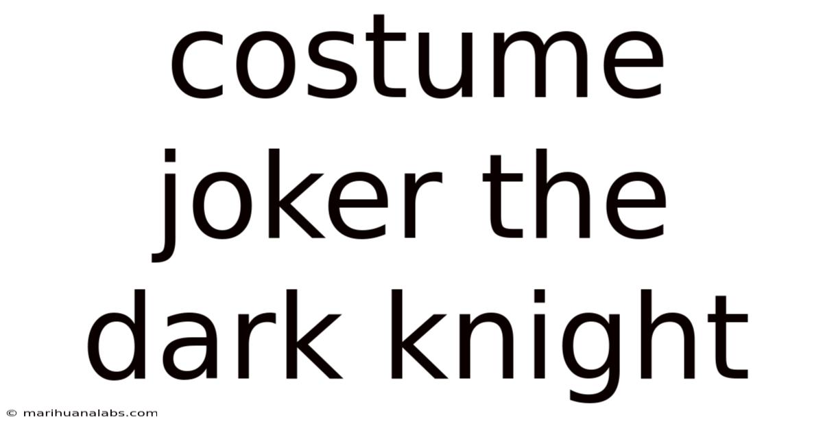 Costume Joker The Dark Knight