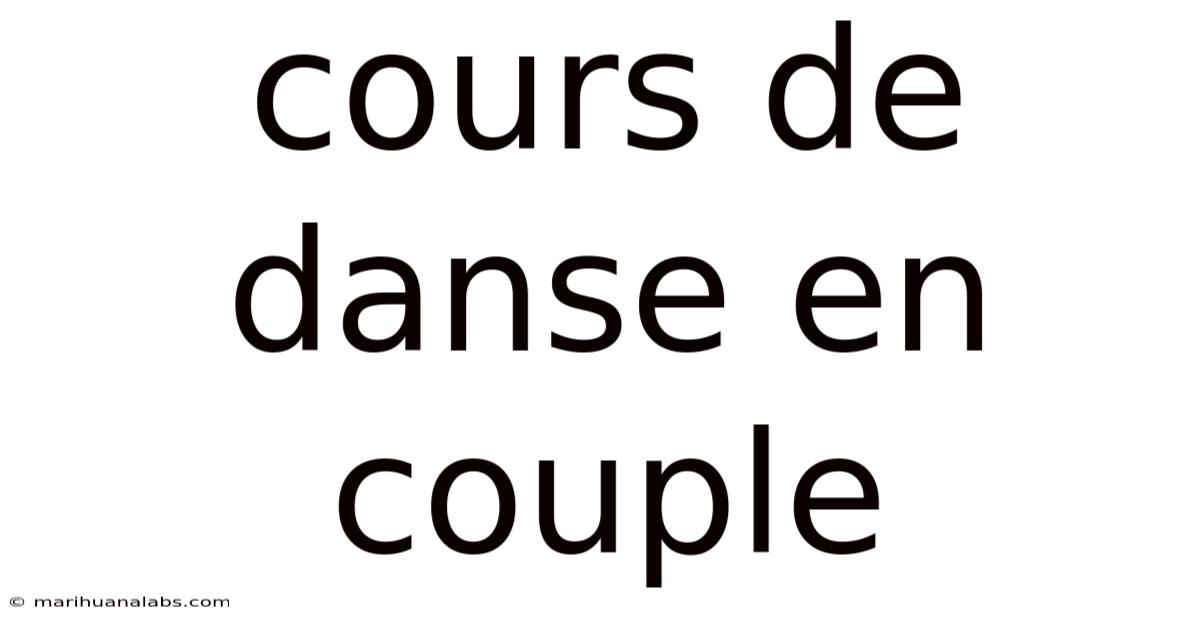 Cours De Danse En Couple