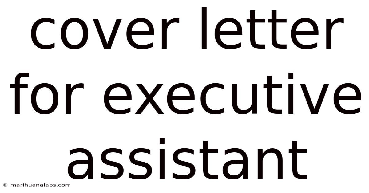 Cover Letter For Executive Assistant