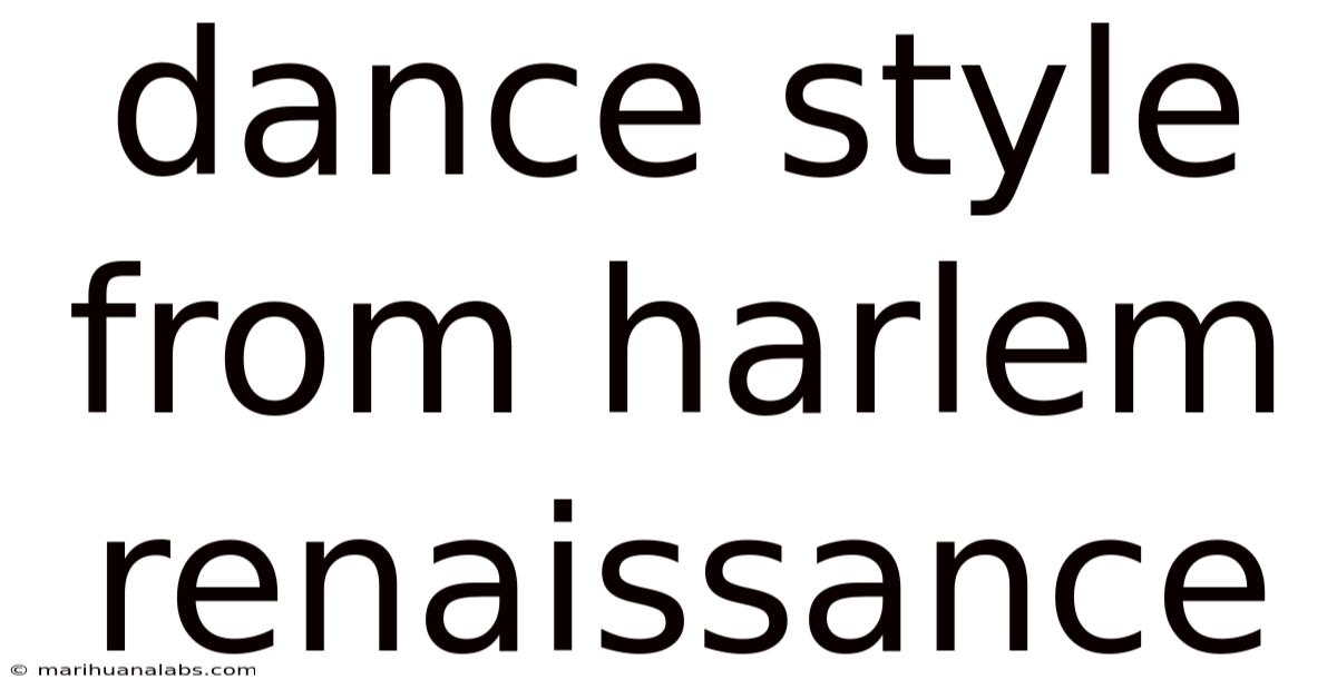 Dance Style From Harlem Renaissance