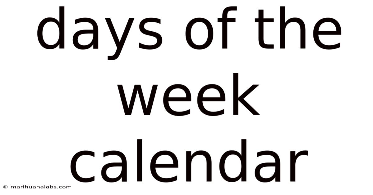 Days Of The Week Calendar