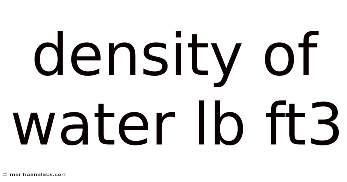 Density Of Water Lb Ft3