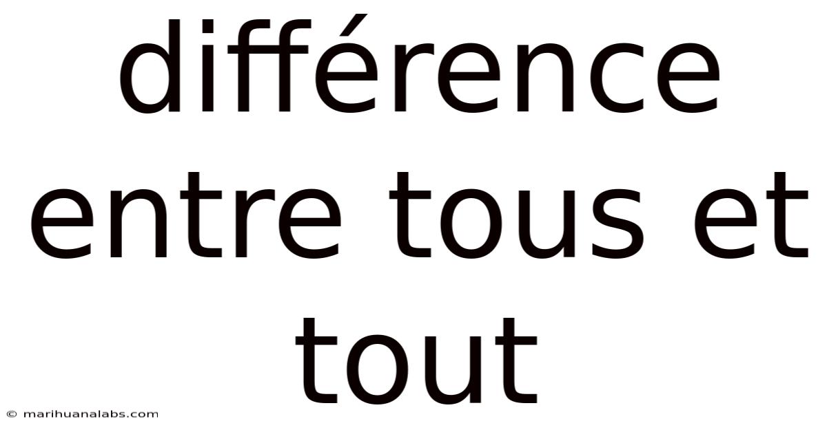 Différence Entre Tous Et Tout