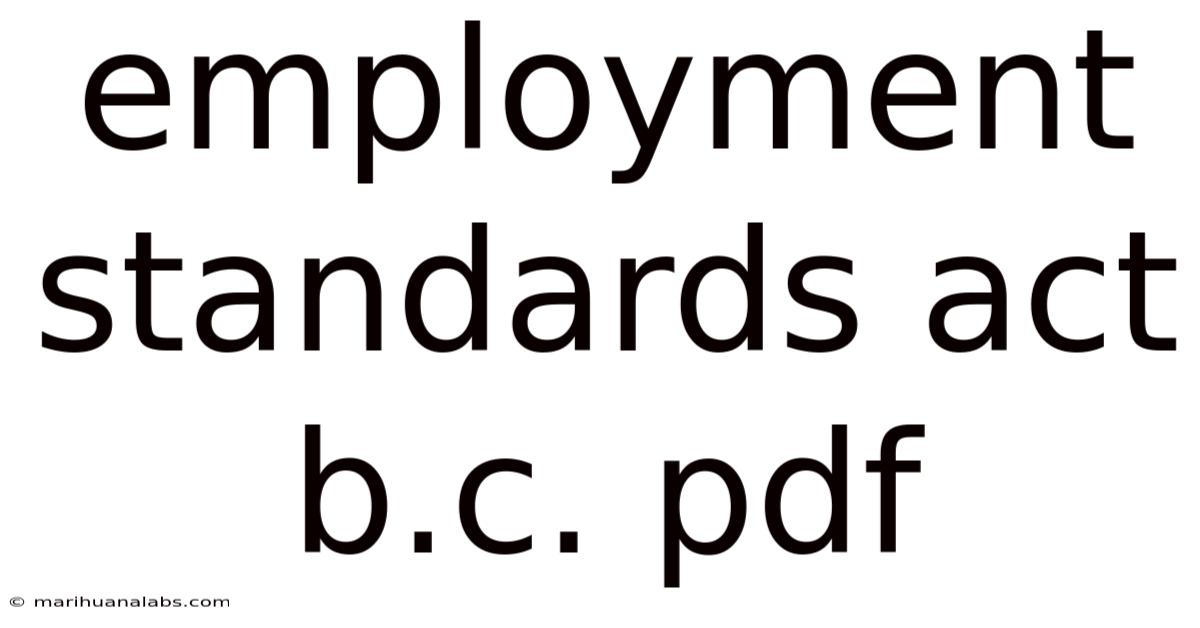 Employment Standards Act B.c. Pdf