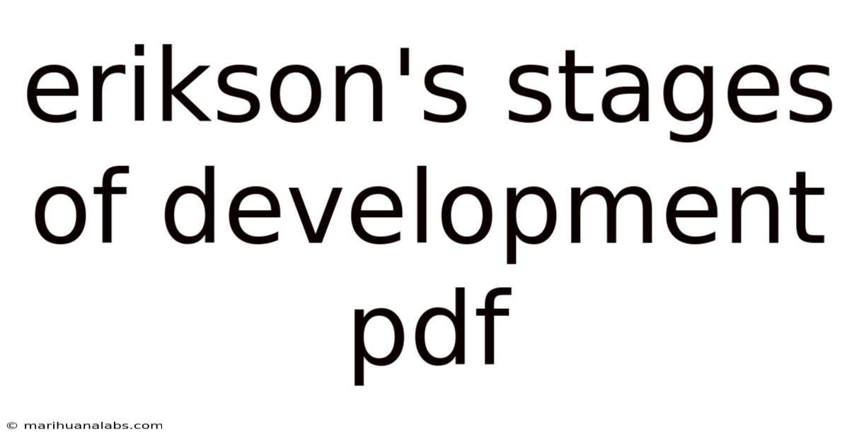 Erikson's Stages Of Development Pdf