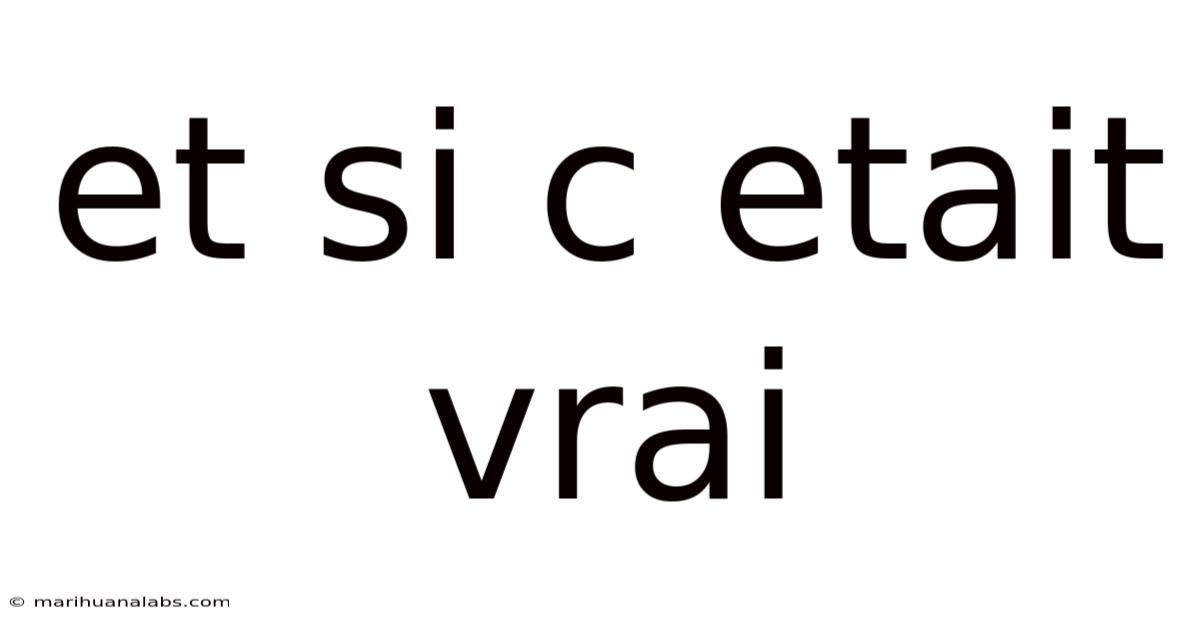 Et Si C Etait Vrai