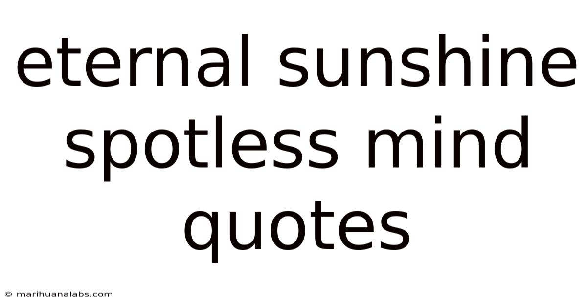Eternal Sunshine Spotless Mind Quotes
