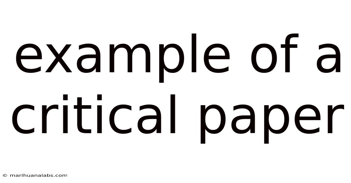 Example Of A Critical Paper