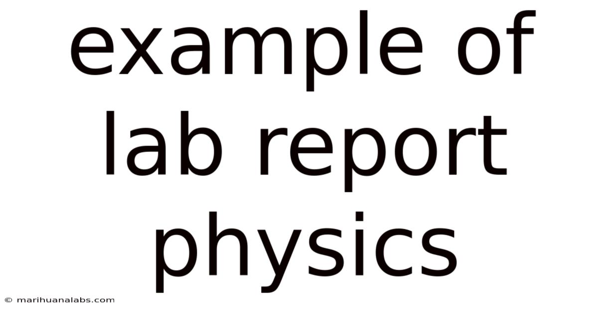Example Of Lab Report Physics