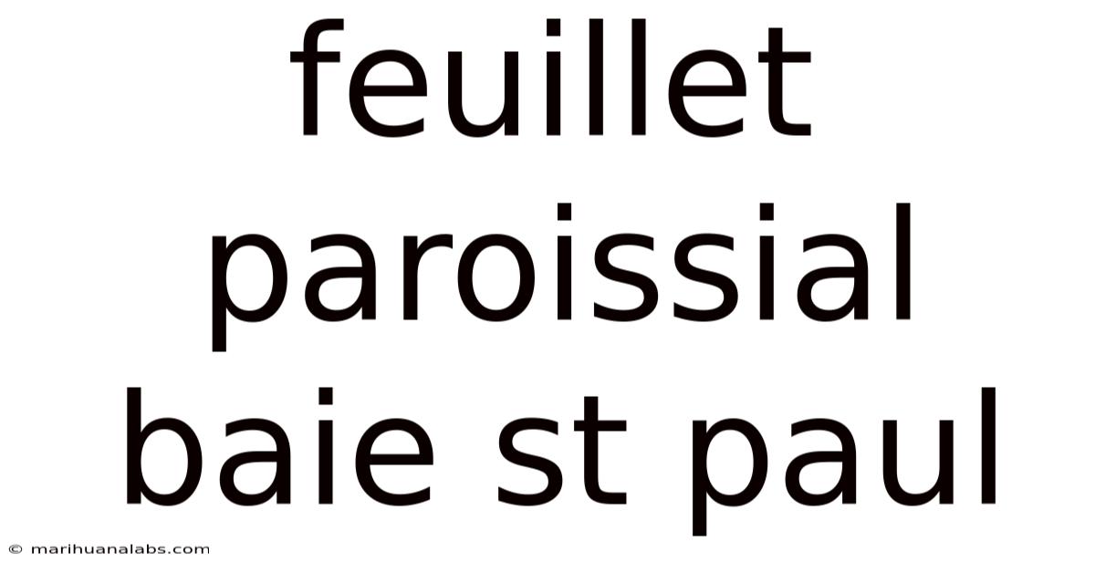 Feuillet Paroissial Baie St Paul