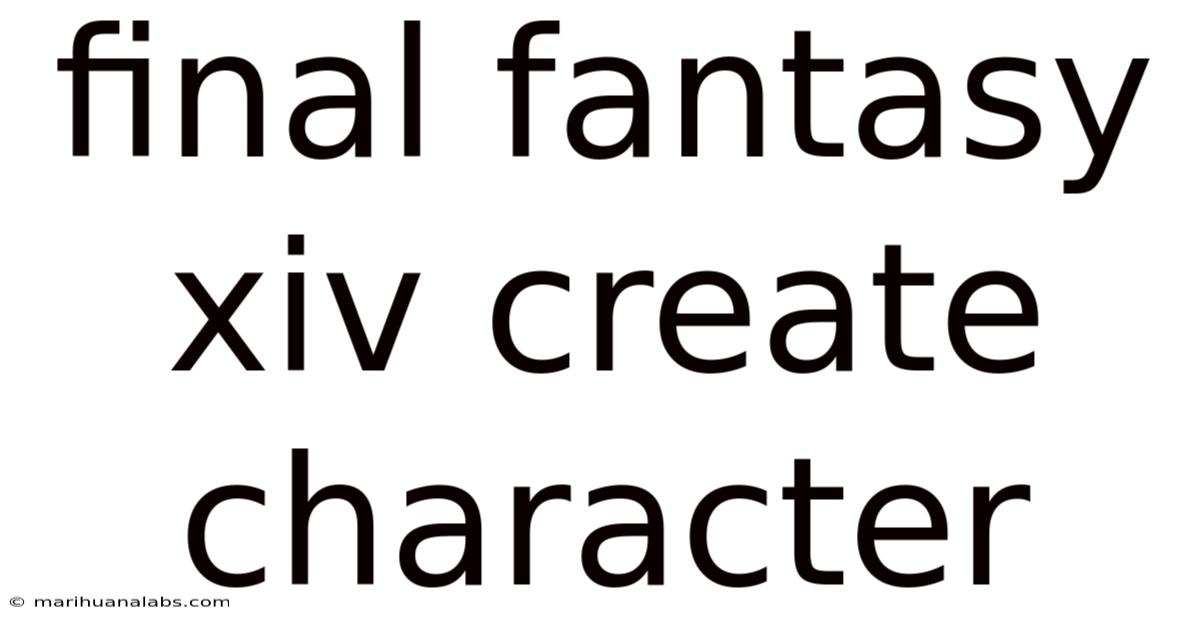 Final Fantasy Xiv Create Character