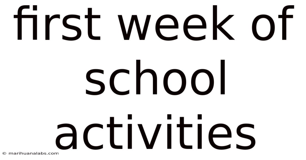 First Week Of School Activities