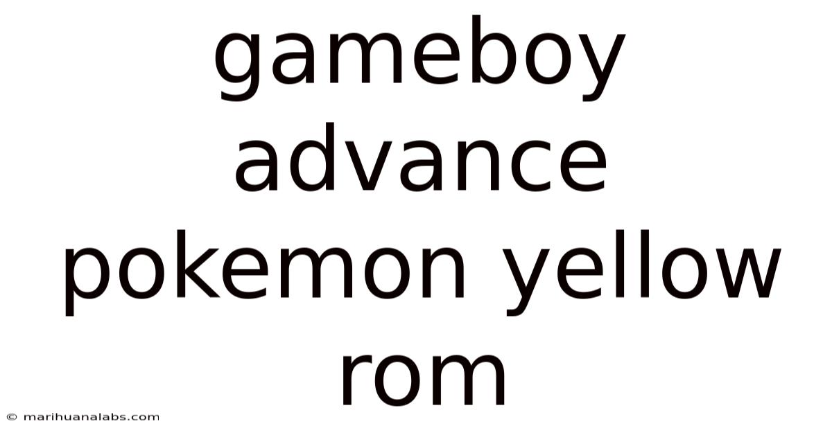 Gameboy Advance Pokemon Yellow Rom