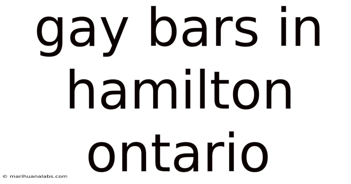 Gay Bars In Hamilton Ontario