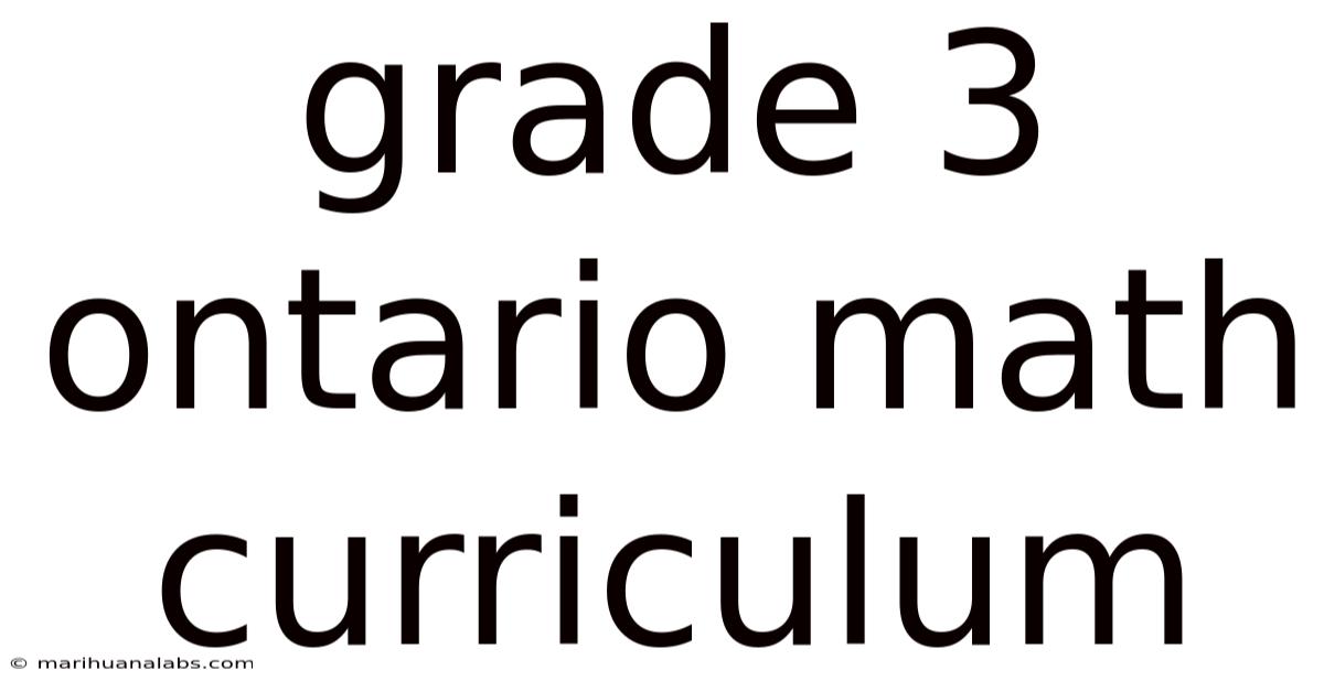 Grade 3 Ontario Math Curriculum