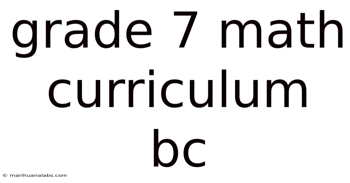 Grade 7 Math Curriculum Bc