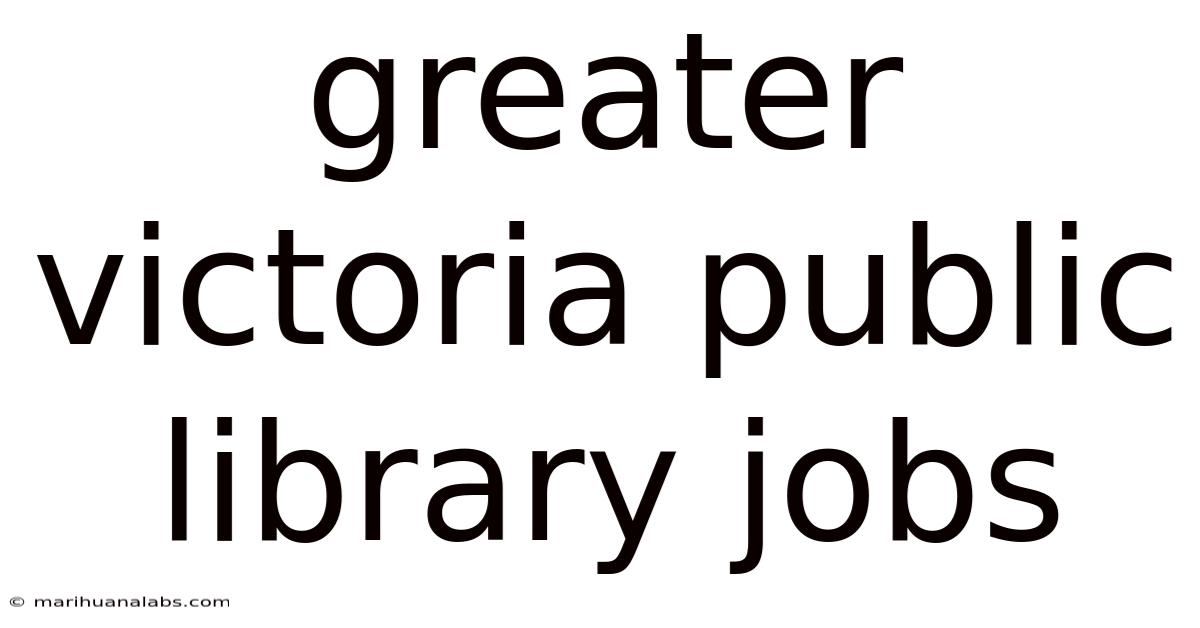 Greater Victoria Public Library Jobs