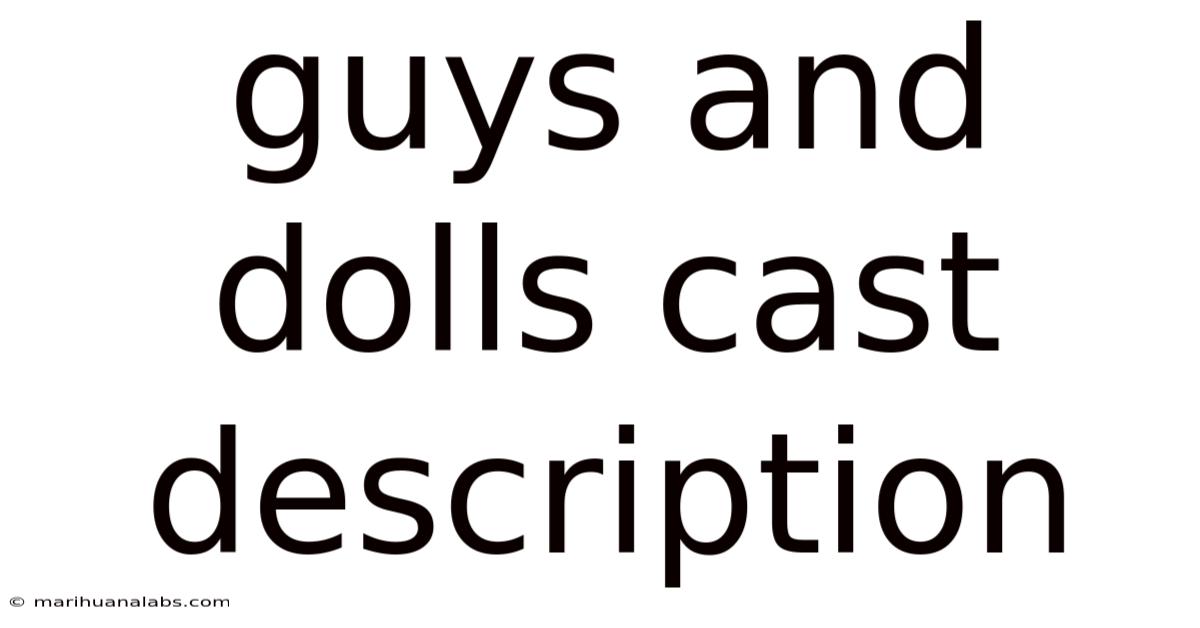 Guys And Dolls Cast Description