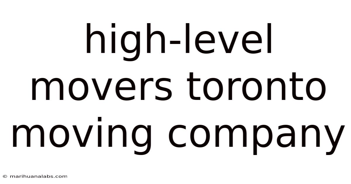 High-level Movers Toronto Moving Company