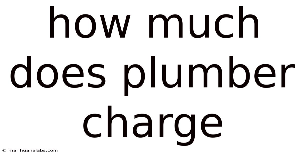 How Much Does Plumber Charge