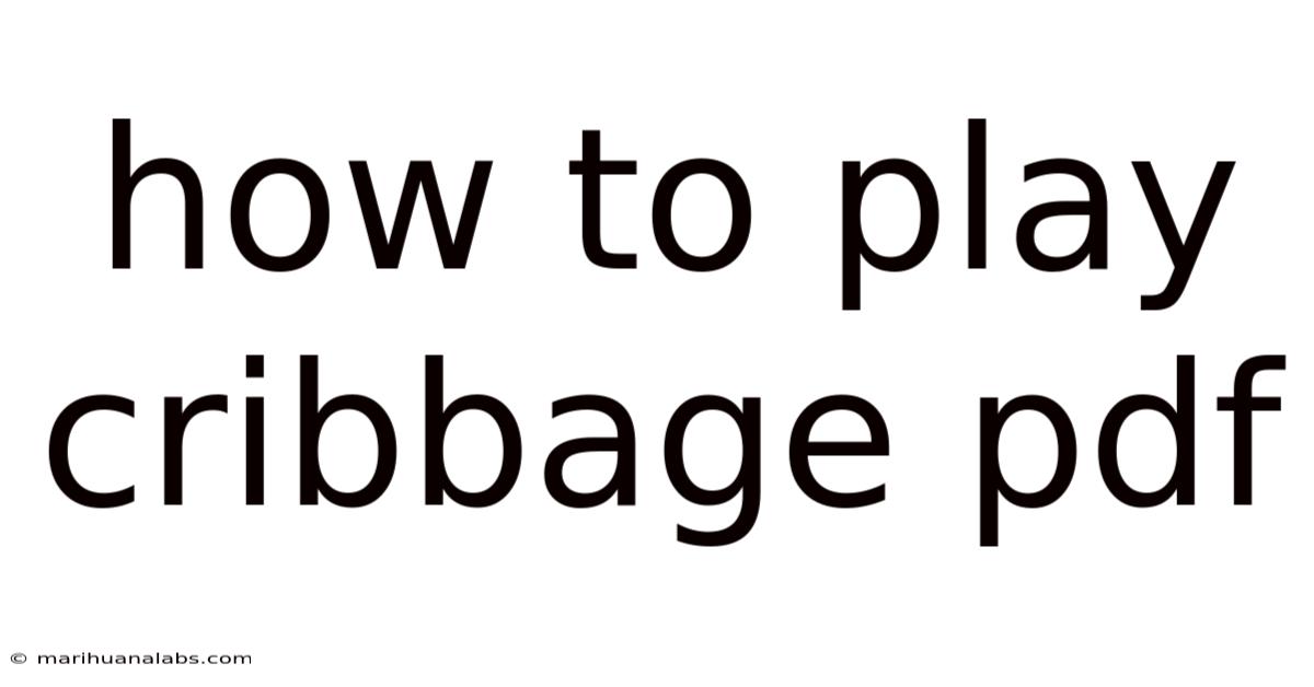 How To Play Cribbage Pdf