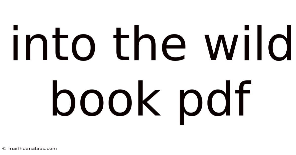 Into The Wild Book Pdf