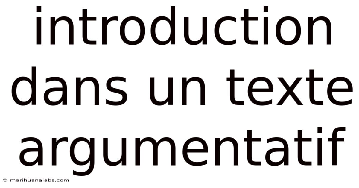 Introduction Dans Un Texte Argumentatif