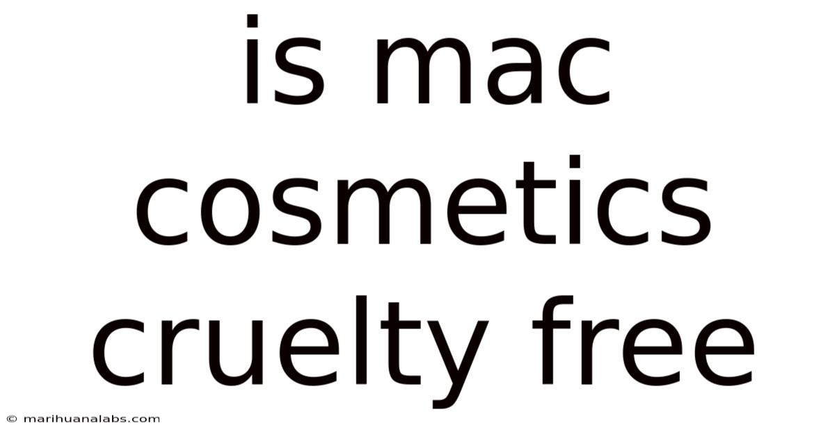 Is Mac Cosmetics Cruelty Free