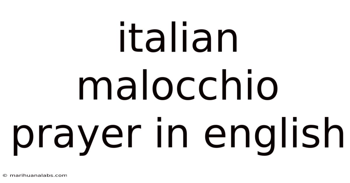 Italian Malocchio Prayer In English