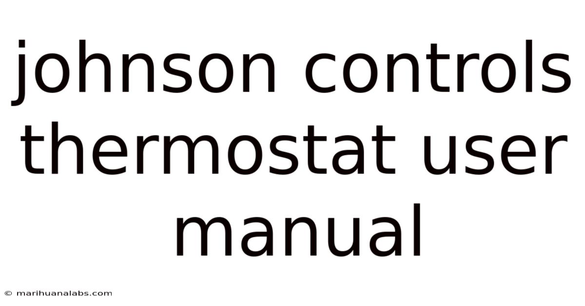 Johnson Controls Thermostat User Manual