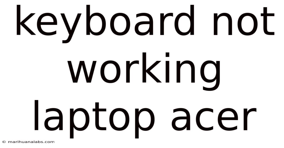 Keyboard Not Working Laptop Acer