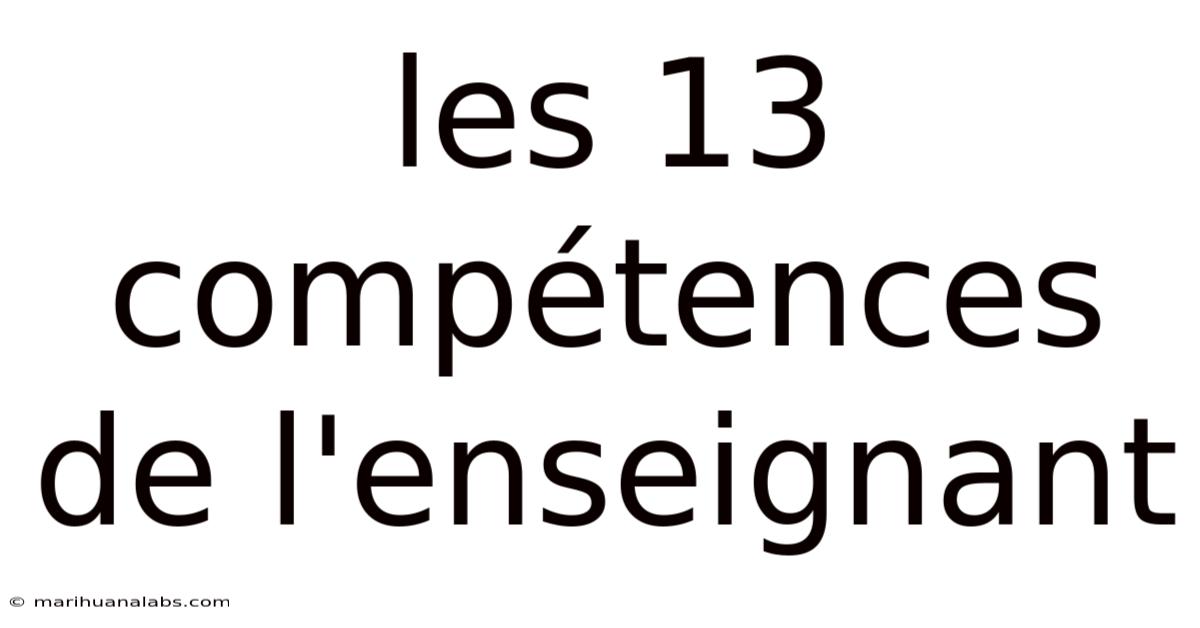 Les 13 Compétences De L'enseignant
