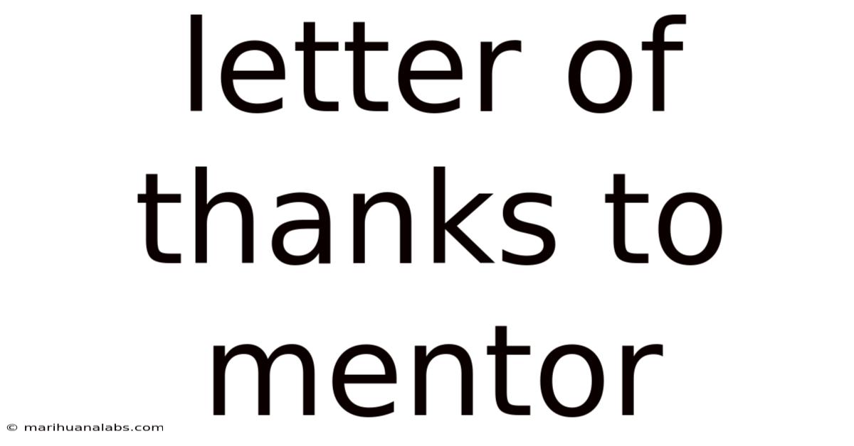 Letter Of Thanks To Mentor