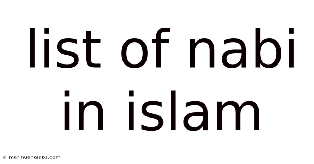 List Of Nabi In Islam