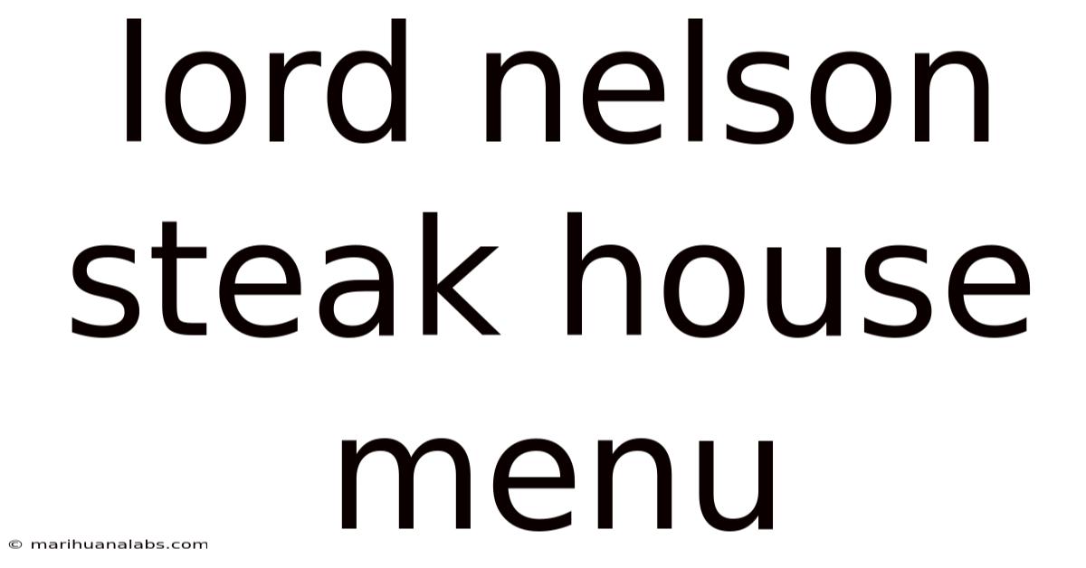Lord Nelson Steak House Menu